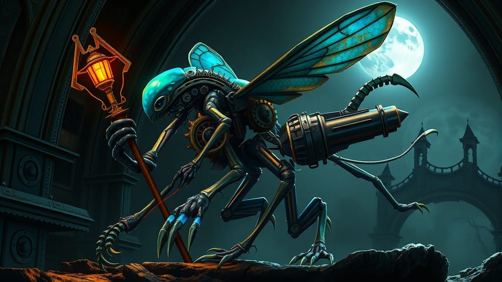 Gothic Space Station Nightmare in Steampunk Style