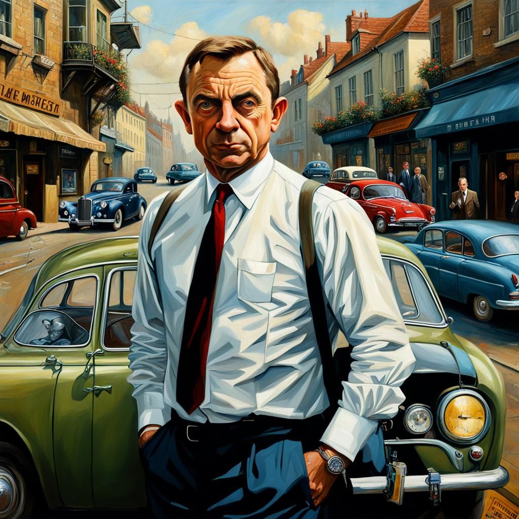 Mr. Bean Daniel Craig Hybrid: Oil Painting