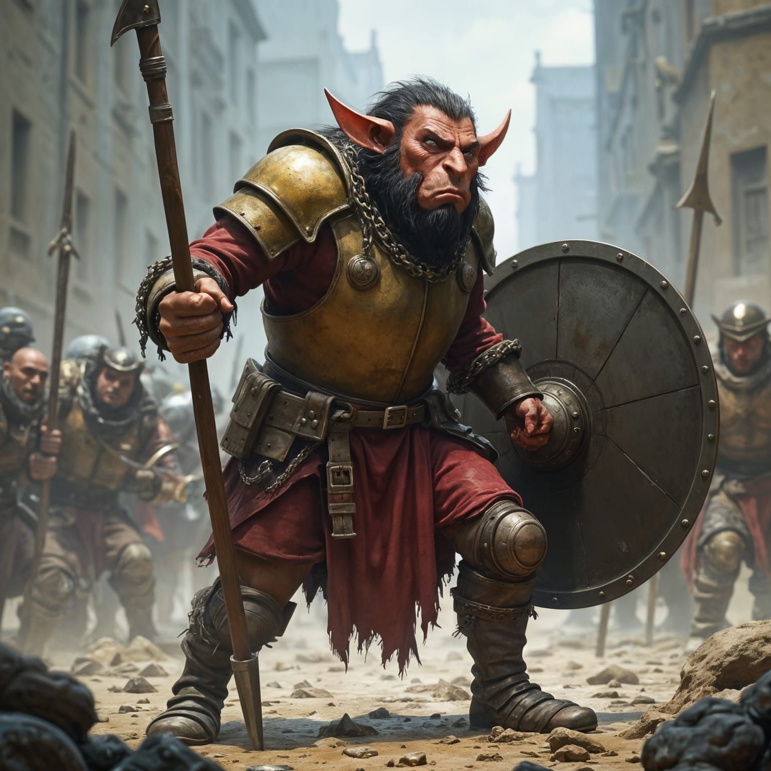 Hobgoblin Fighter on Battlefield in DnD Style