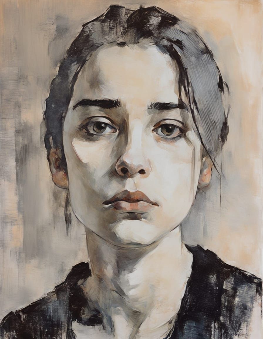 Brooding Woman: An Expressionist Portrait