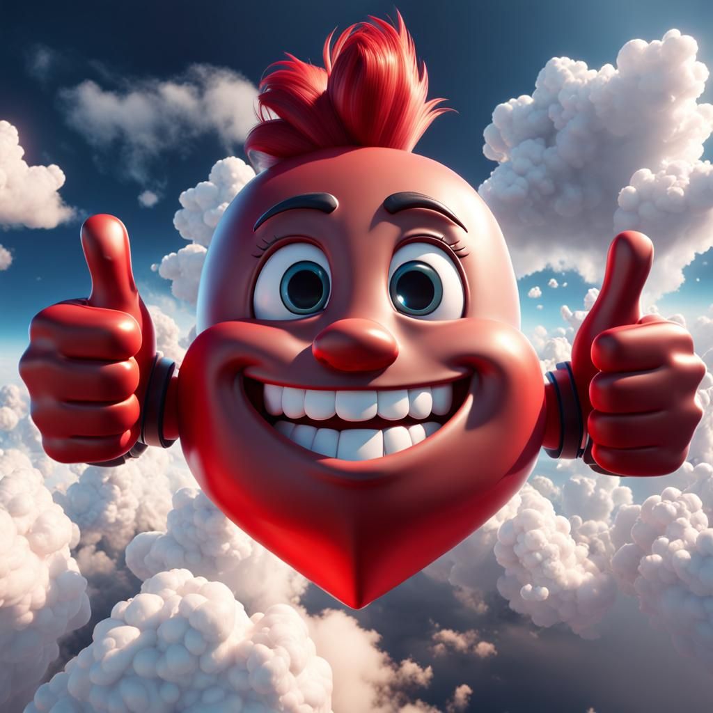 SMILING HEART WITH A THUMBS UP