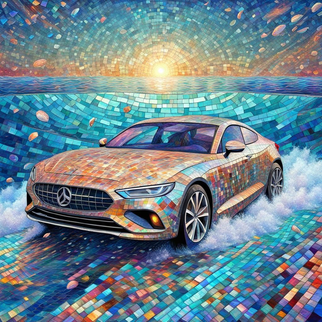 Ocean Car Race in Mosaic Astral Style