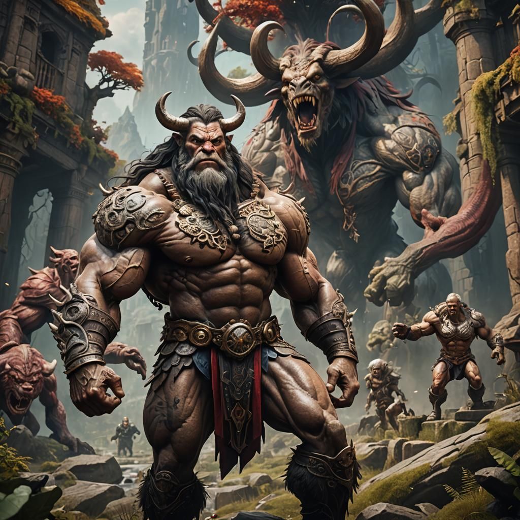 Historic Creature of Kalevipoeg: Detailed Matte Painting