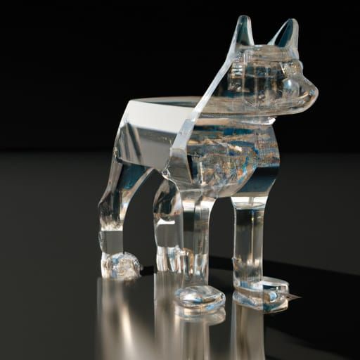 Futuristic Geometric Glass Dog in Hyperrealism Style
