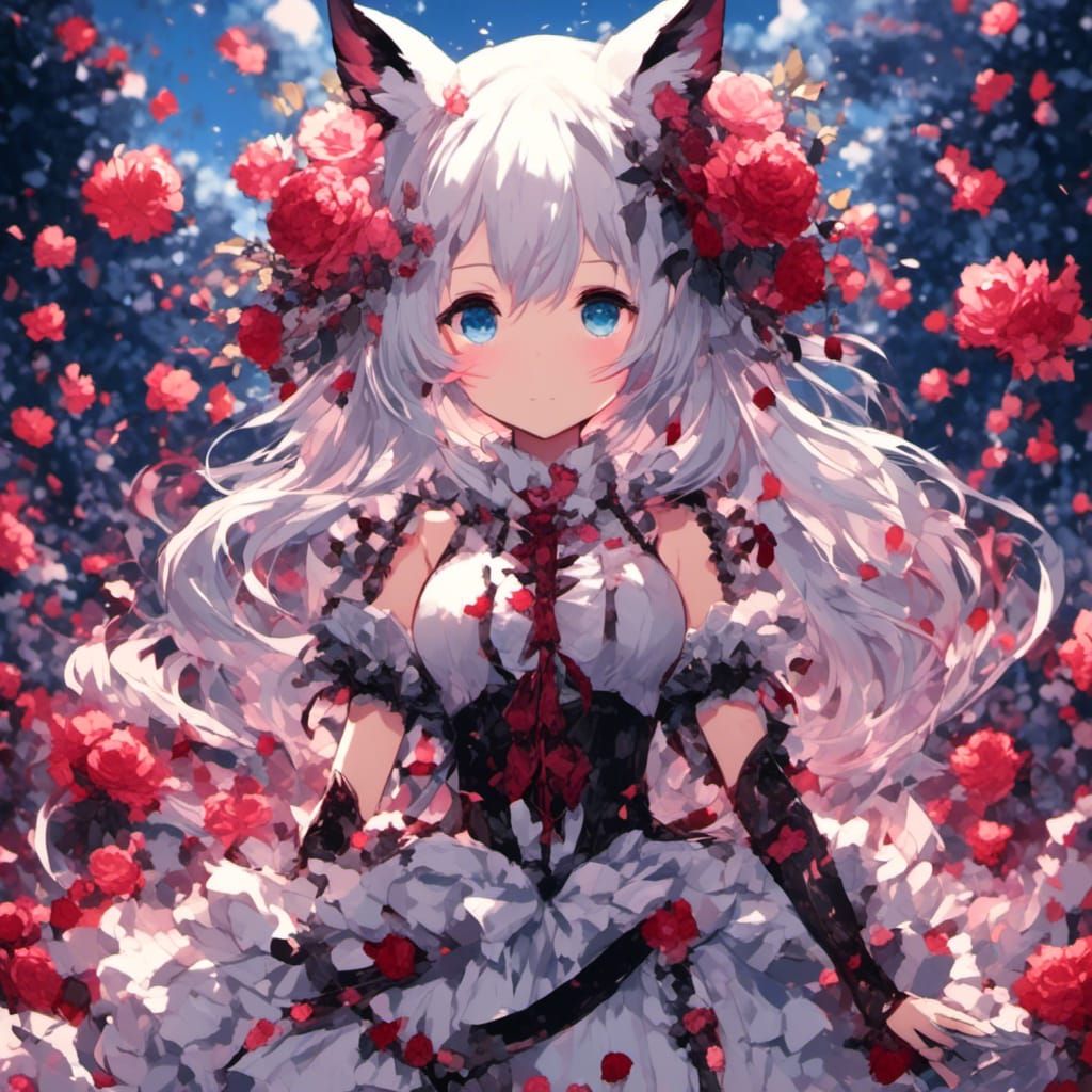 Anime Style Kawaii Blood Neko Girl in 128k Resolution