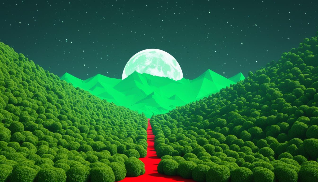 Solarized Double Exposure: Planet Meets Nature in Red & Gree...