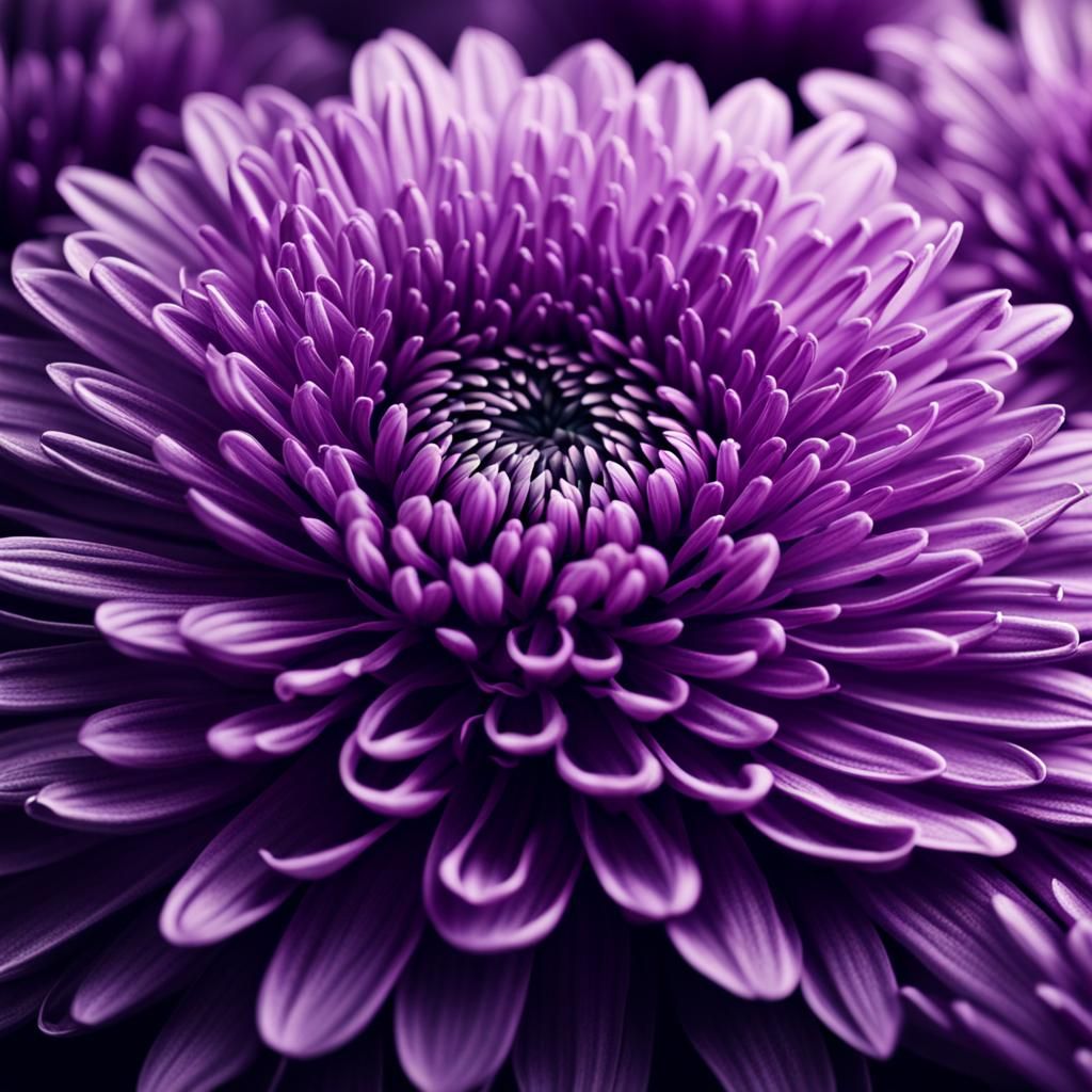 Detailed Purple Chrysanthemum Illustration in HDR