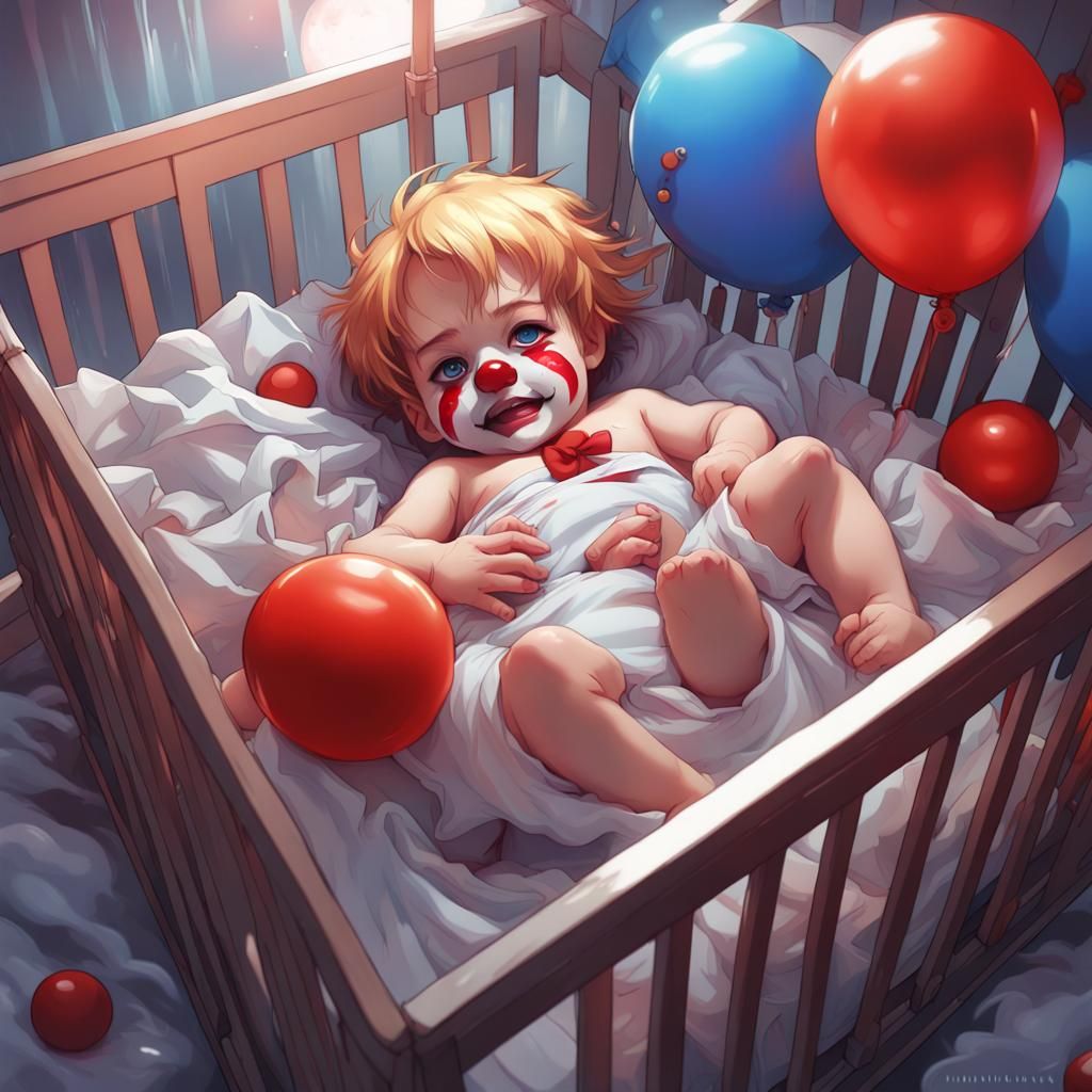 Creepy Clown Baby in Anime Style