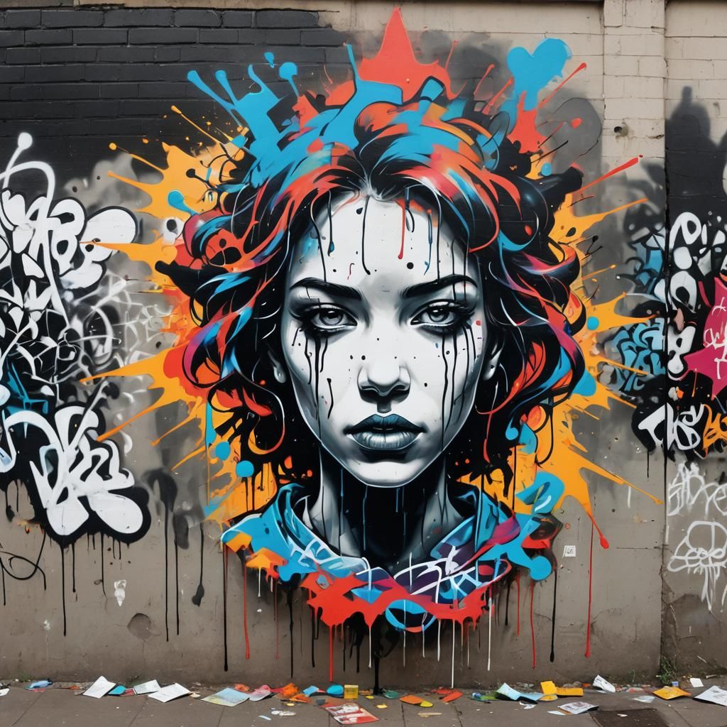 Colorful Polychromatic Graffiti Art with Melting Textures