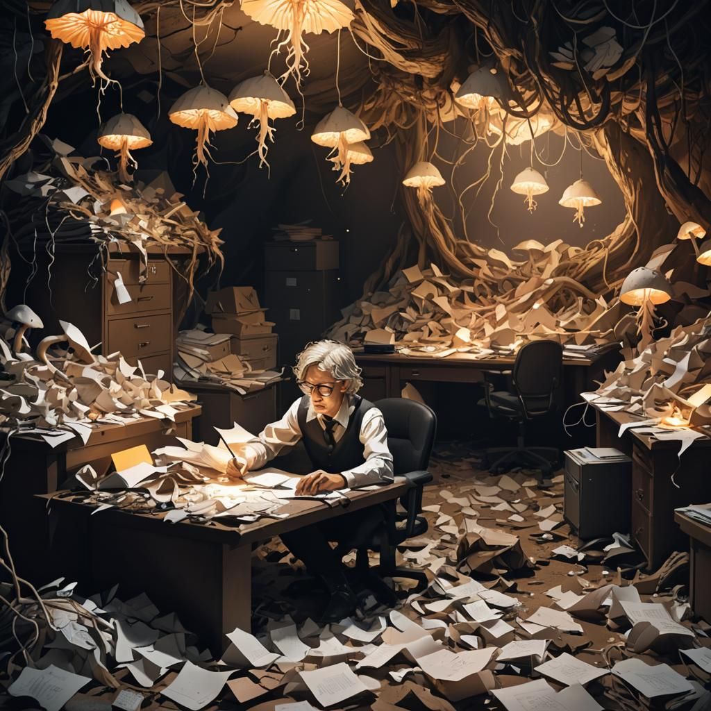 Dark Fantasy Office Environment Concept Art