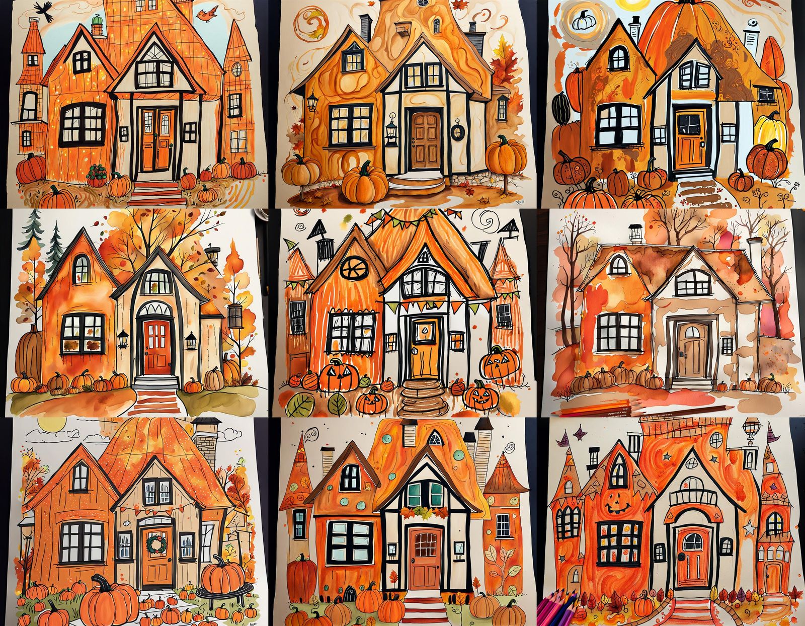 Child's Sloppy Drawing of a Pumpkin Spice McMansion