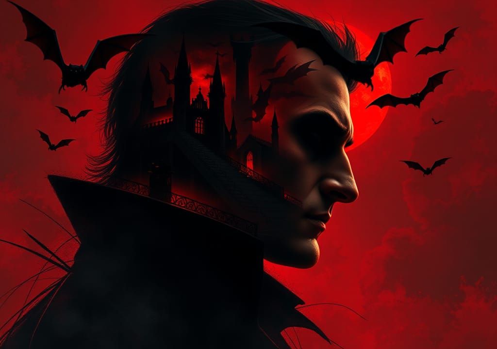 Cinematic Dracula Portrait in Dramatic Romantic Style
