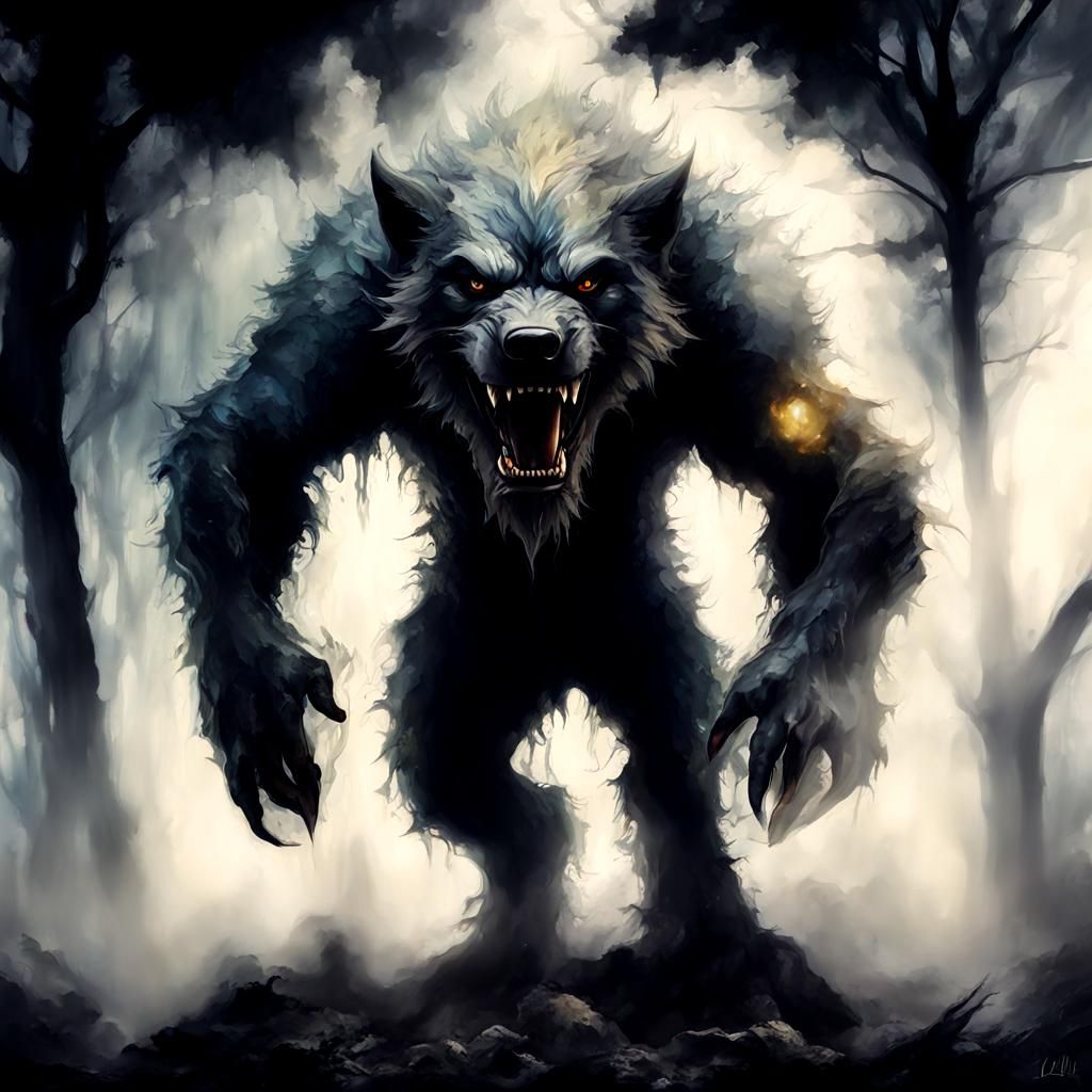 Eerie Werewolf in Dark Fantasy Style