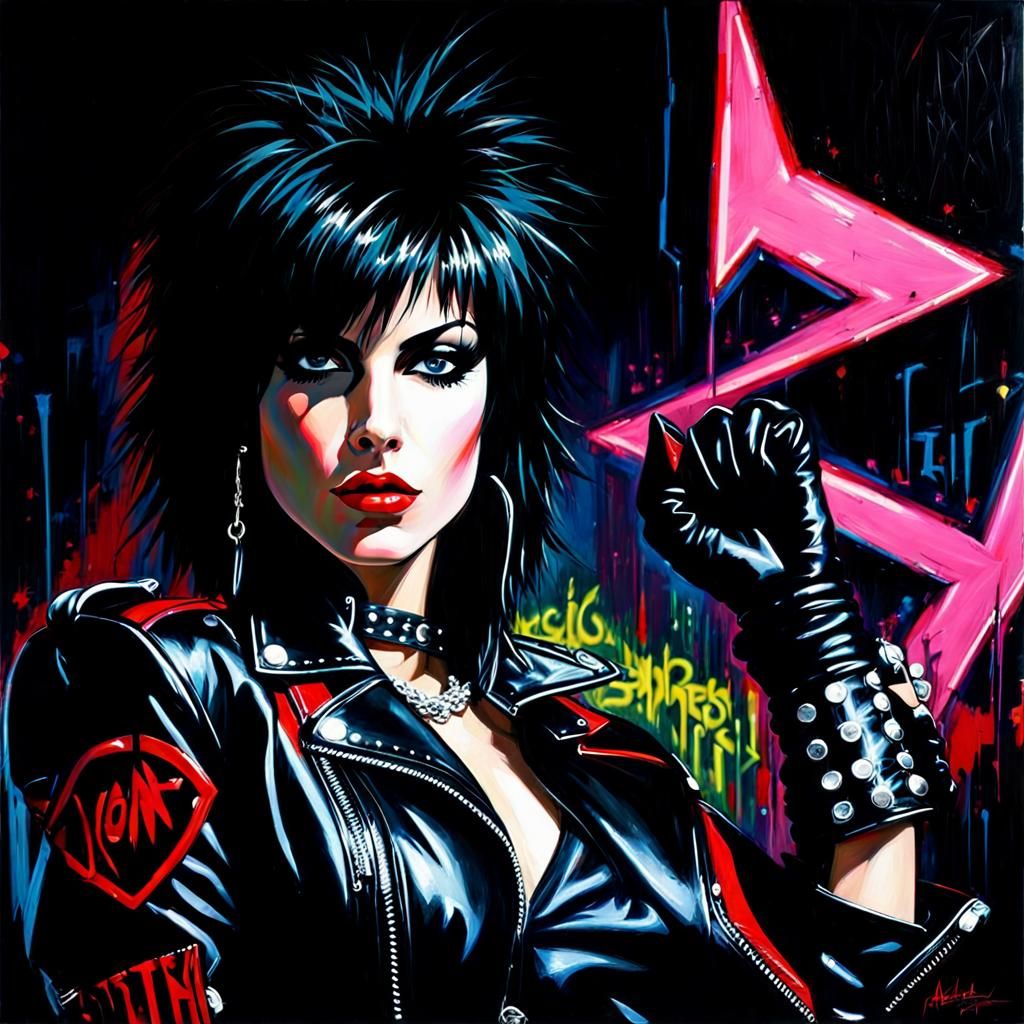 Joan Jett in Neon Graffiti, Oil Painting