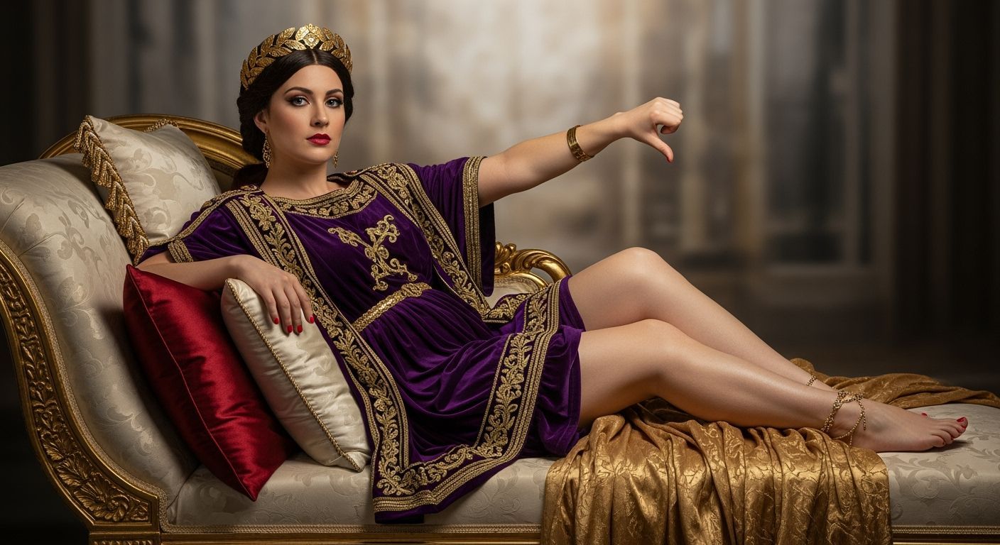 Roman Empress Lounging on a Gold Chaise Longue