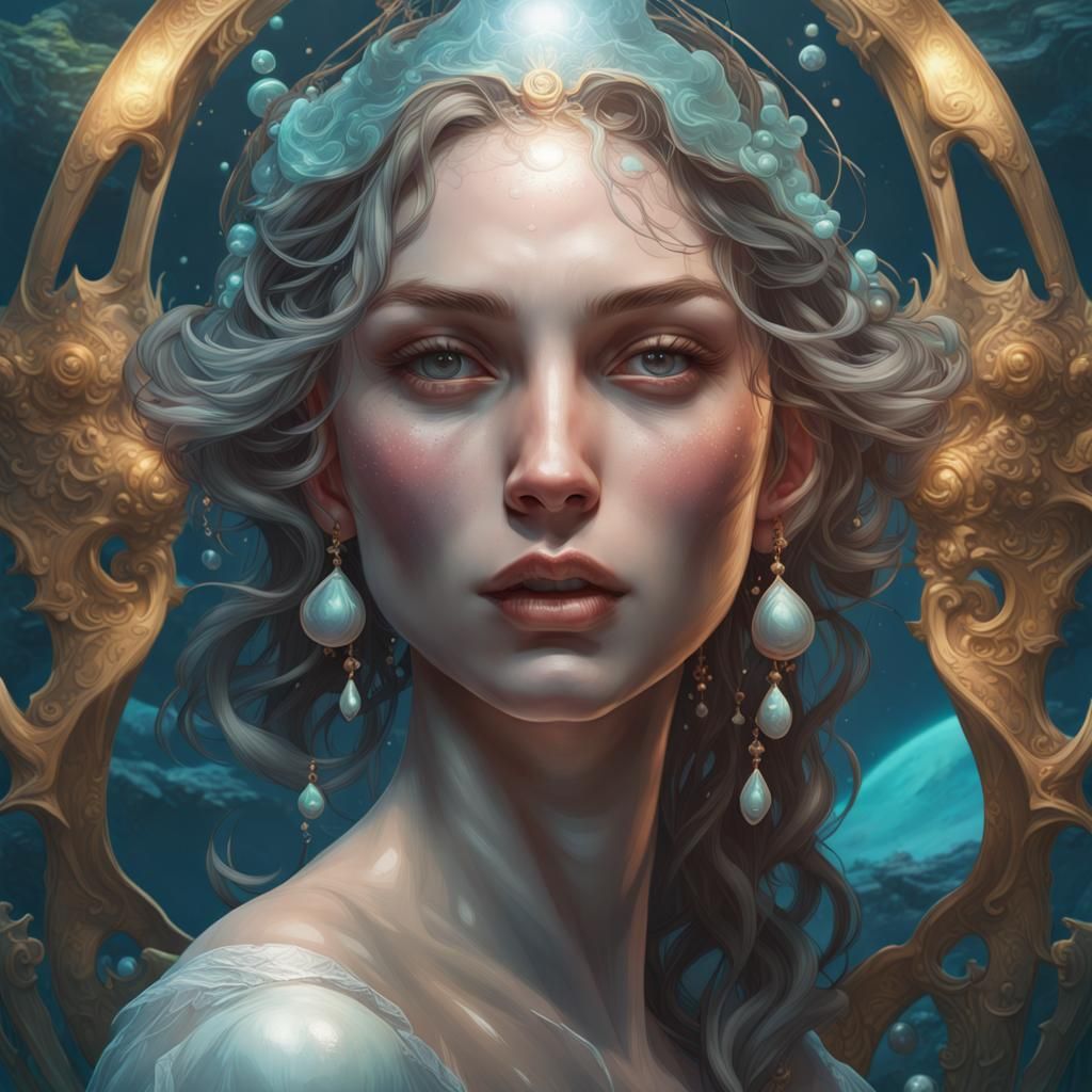 Ocean Pearl Portrait in Hyperdetailed Style