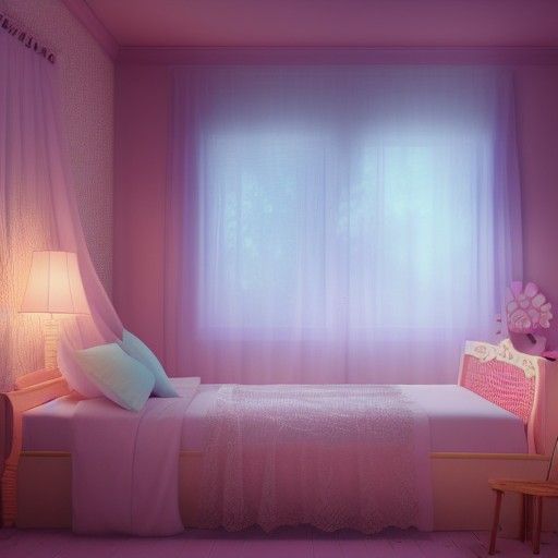 Magical Bedroom with Anime Girl in Ghibli Style