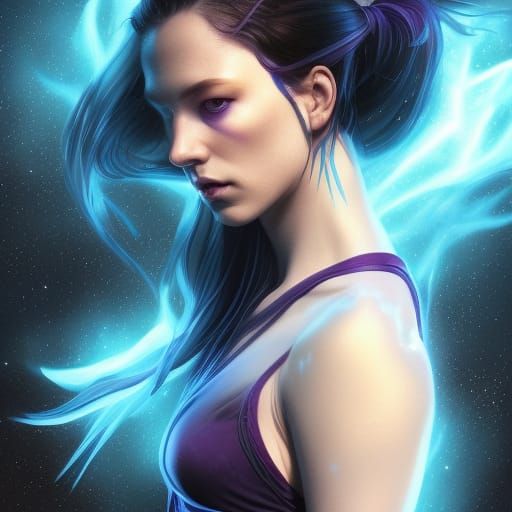 Celestial Woman with Constellation Skin, Hyperdetailed Art