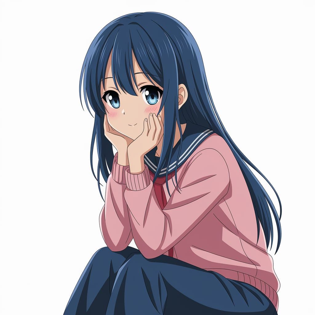 Anime Girl Looking Up Innocently