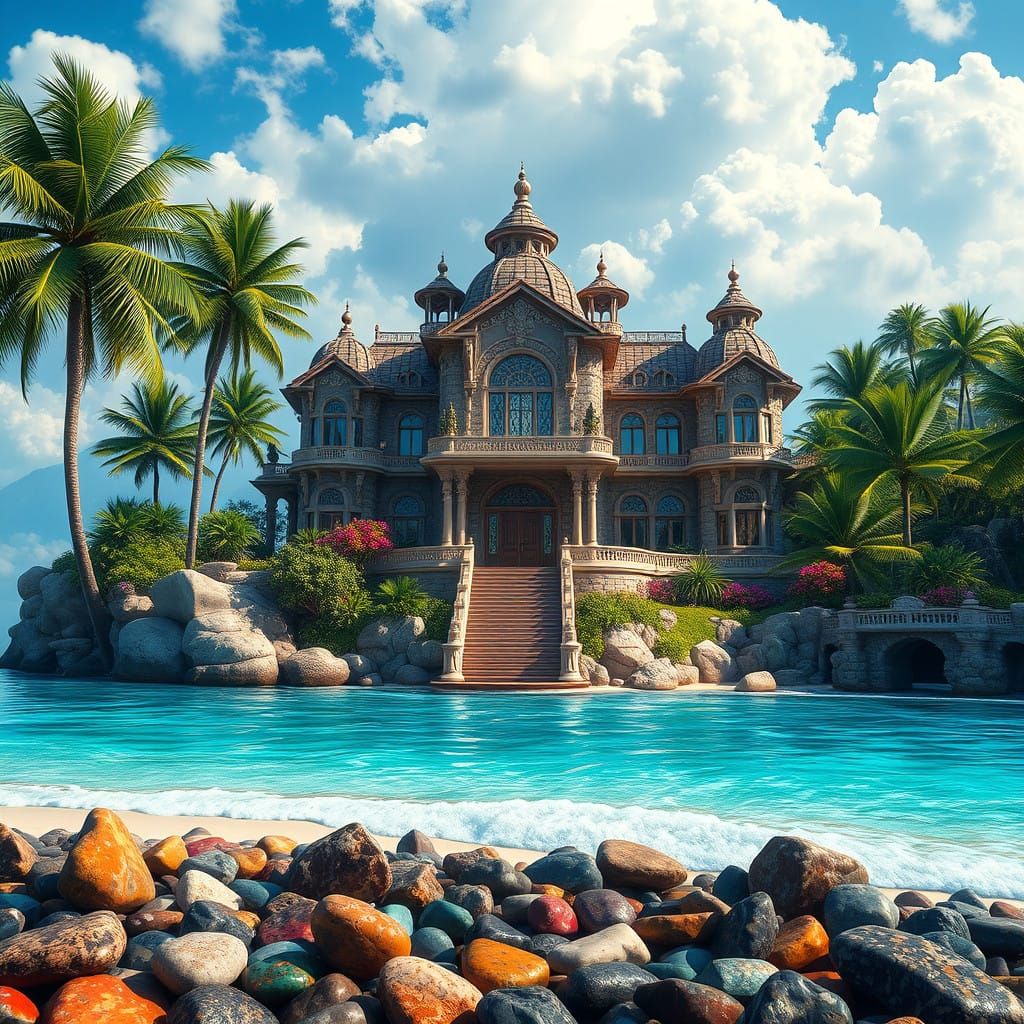 Majestic Beachside Mansion in Tropical Paradise