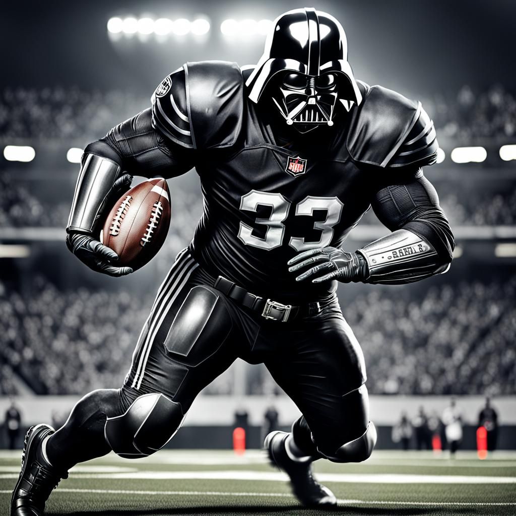 Darth Vader Plays Football in Raiders Uniform