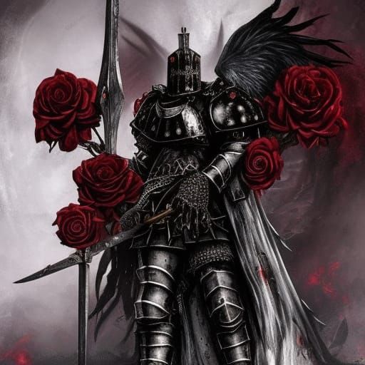 Grimdark Paladin in Rose Garden