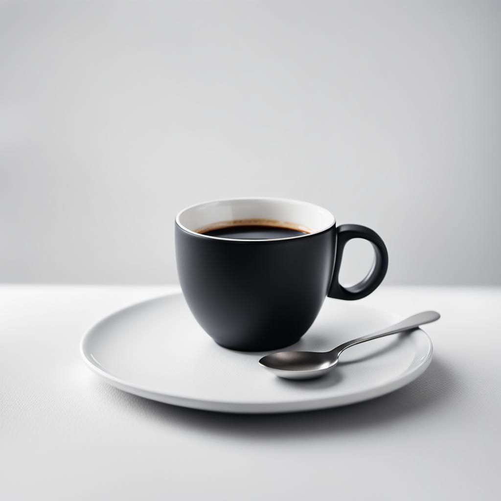 Minimalist Black Coffee Cup Product Photography