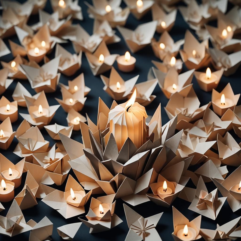 Papercraft Candle in the Dark: Soft Focus Origami