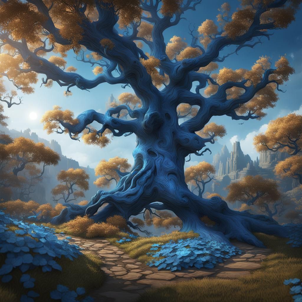 Blue Leaf Tree: Fantastical Concept Art