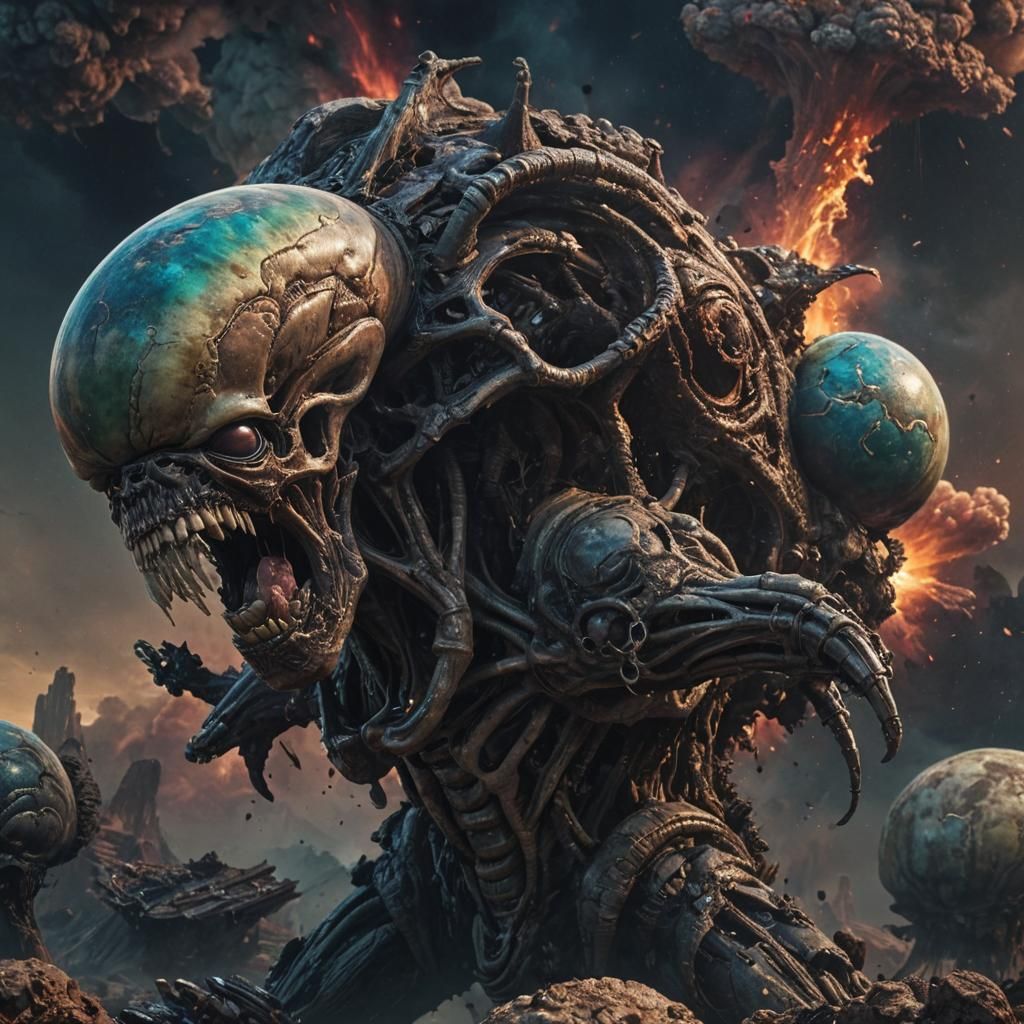 Hyperrealistic Mushroom Cloud on Alien Planet