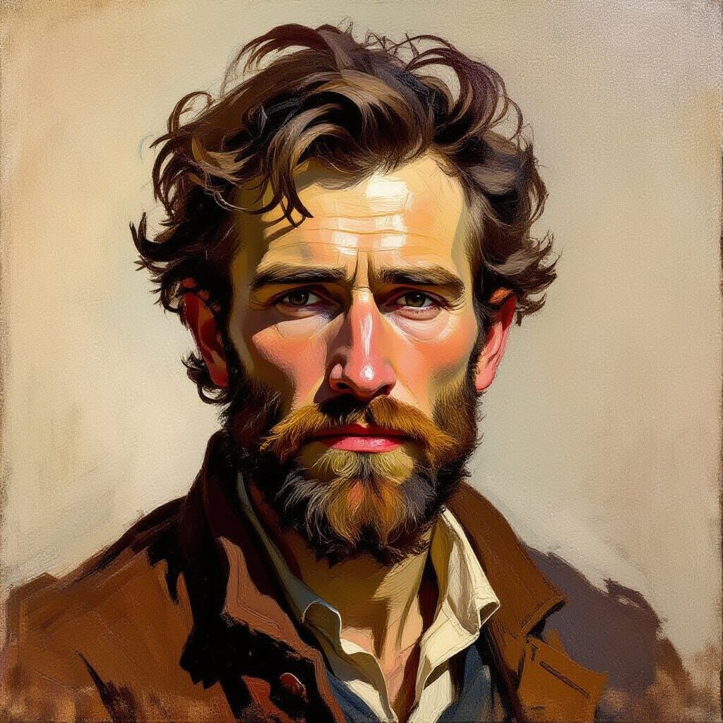 Oil Portrait with Textured Brushstrokes