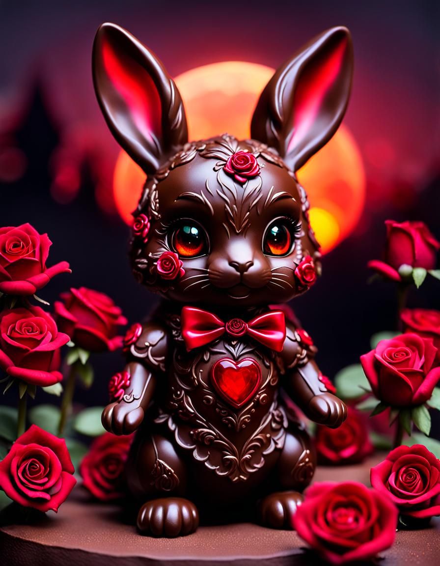 Chibi Valentine Doll with Ruby Sunset and Roses