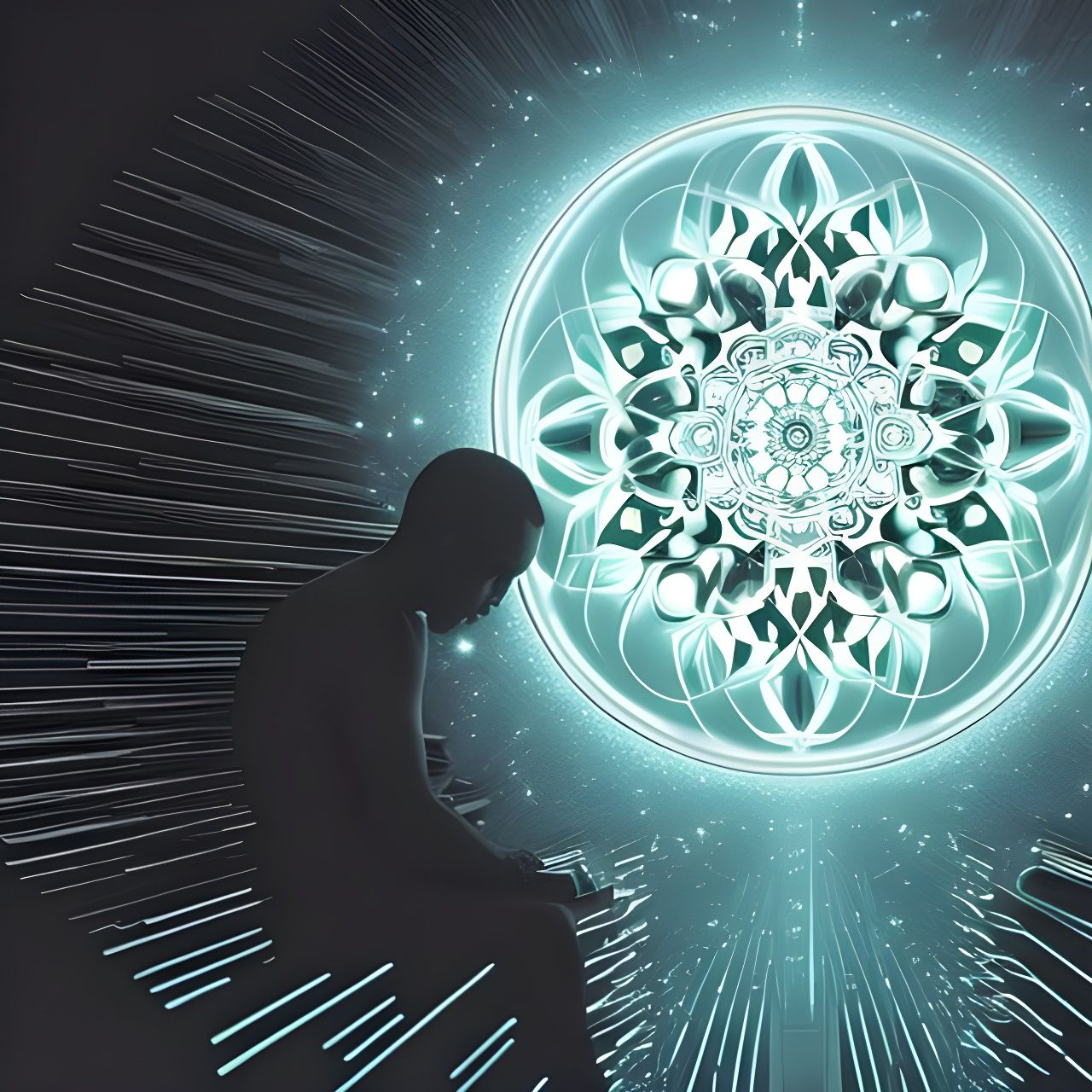 Human-Robot Liquid Fusion Mandala Photograph