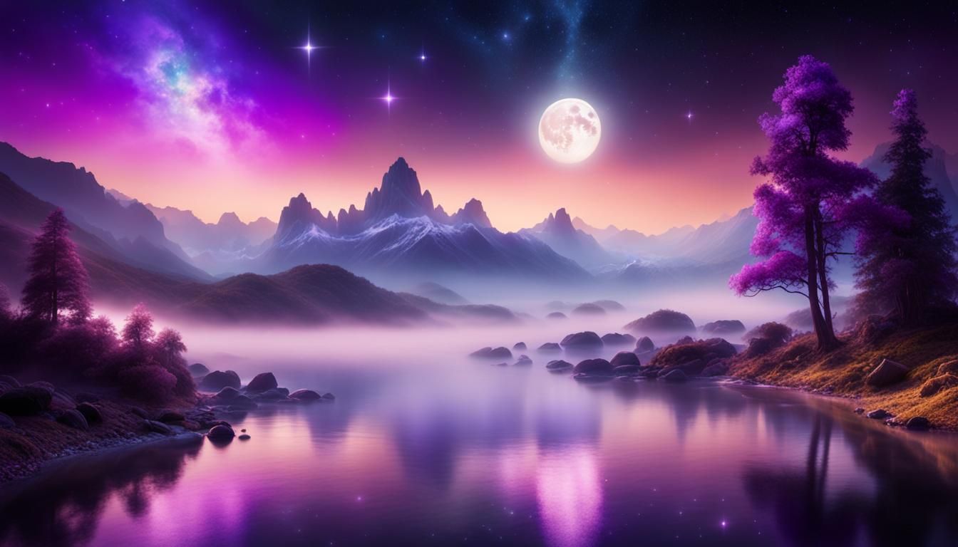 Ethereal Celestial Picture Surrounded by Glowing Stars