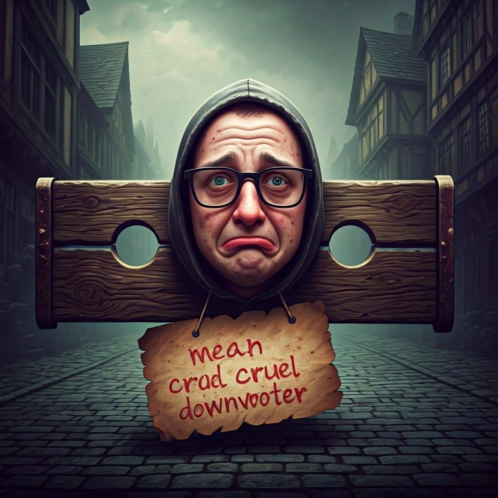 Distressed Figure in Stocks: Medieval Surrealism