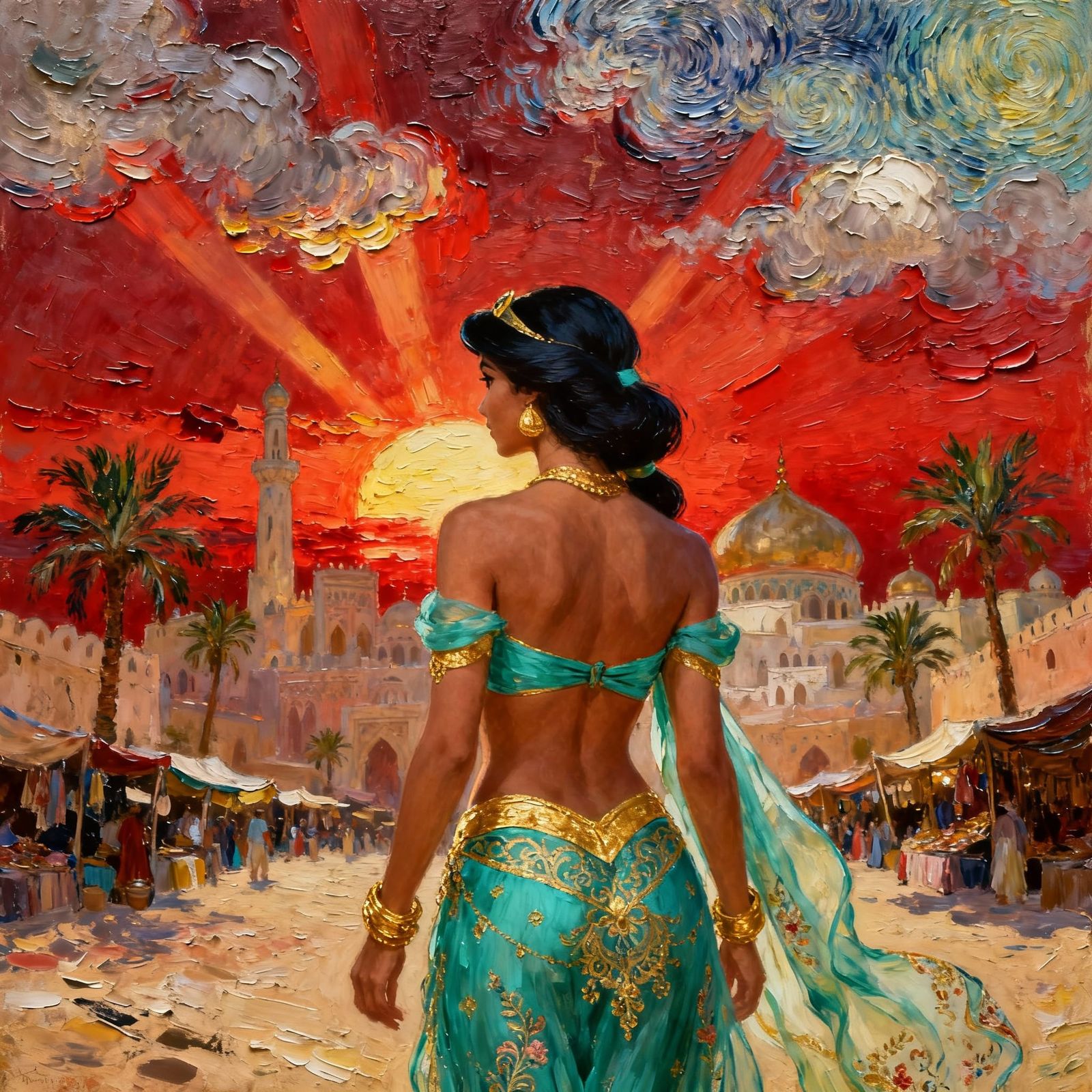 Jasmine in Teal Gold Swimsuit at Desert Palace