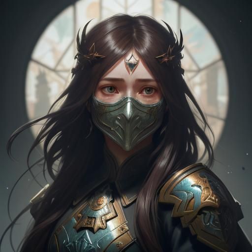 Woman in Iron Mask: A Detailed 8K Portrait