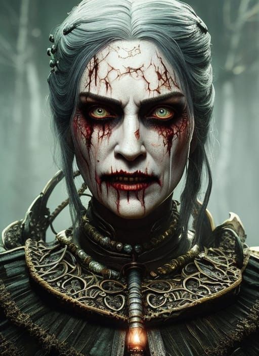 Horror Grave Hag Portrait in Digital Art Style