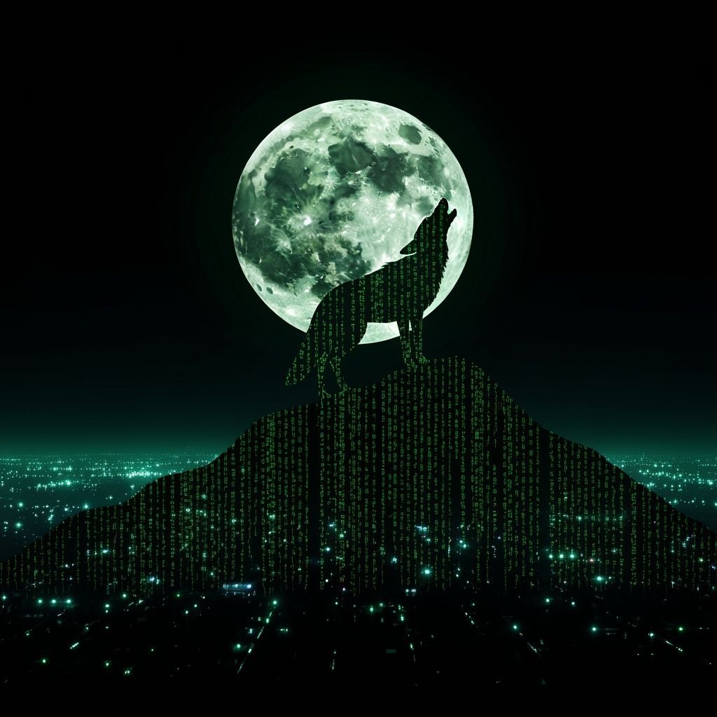 Coyote Howling in Neon Code