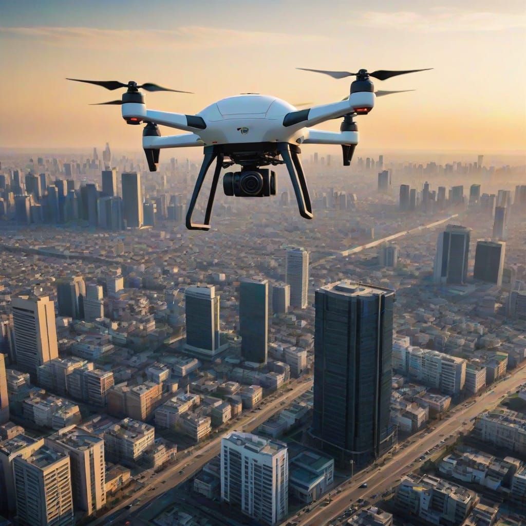 Futuristic Flying Drones in Attack Squadron