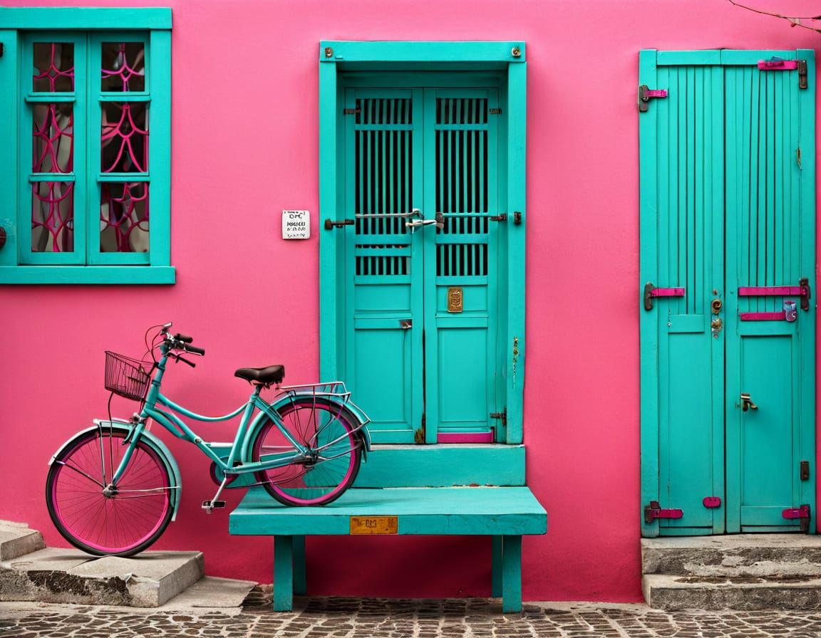 Vibrant Portuguese Port in Turquoise and Crimson