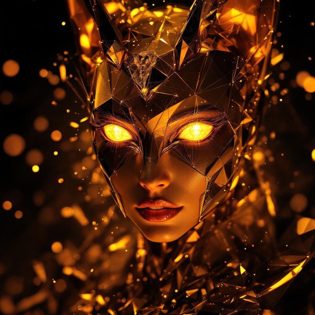Dramatic Photorealistic Portrait of Bastet in Gold