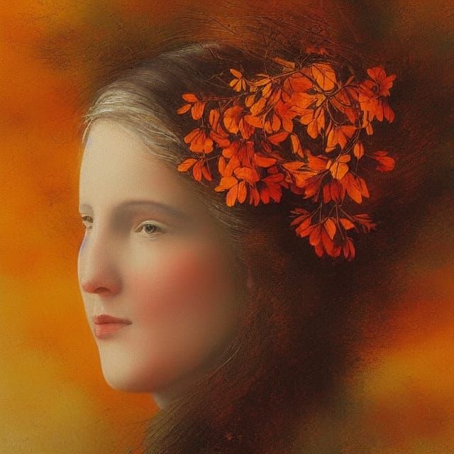 Autumnal Birds and Flowers Portrait