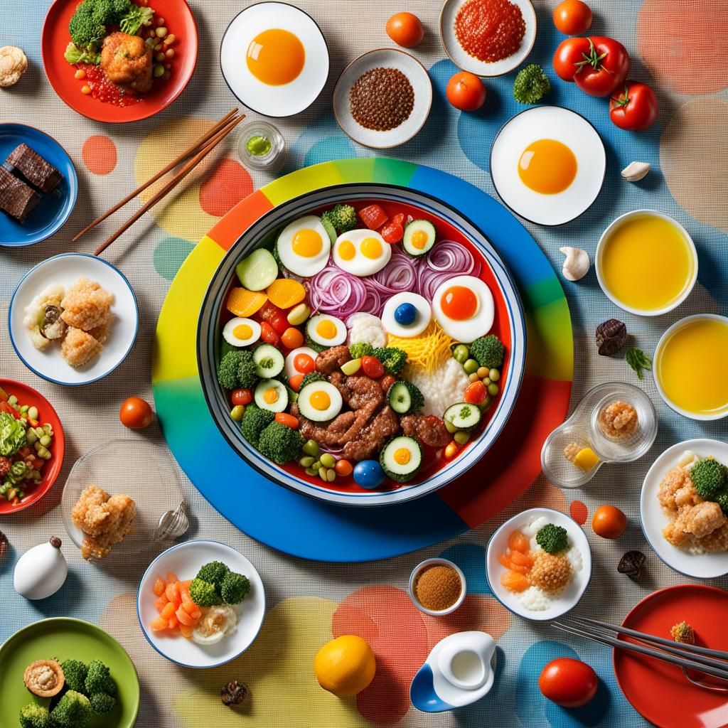 Gourmet Mushroom Dish in Vibrant Culinary Art Style