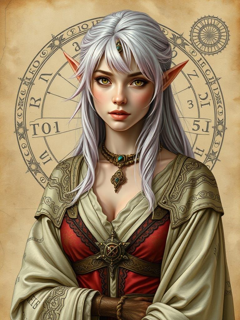 Elven Woman Portrait in Fantasy Art Style