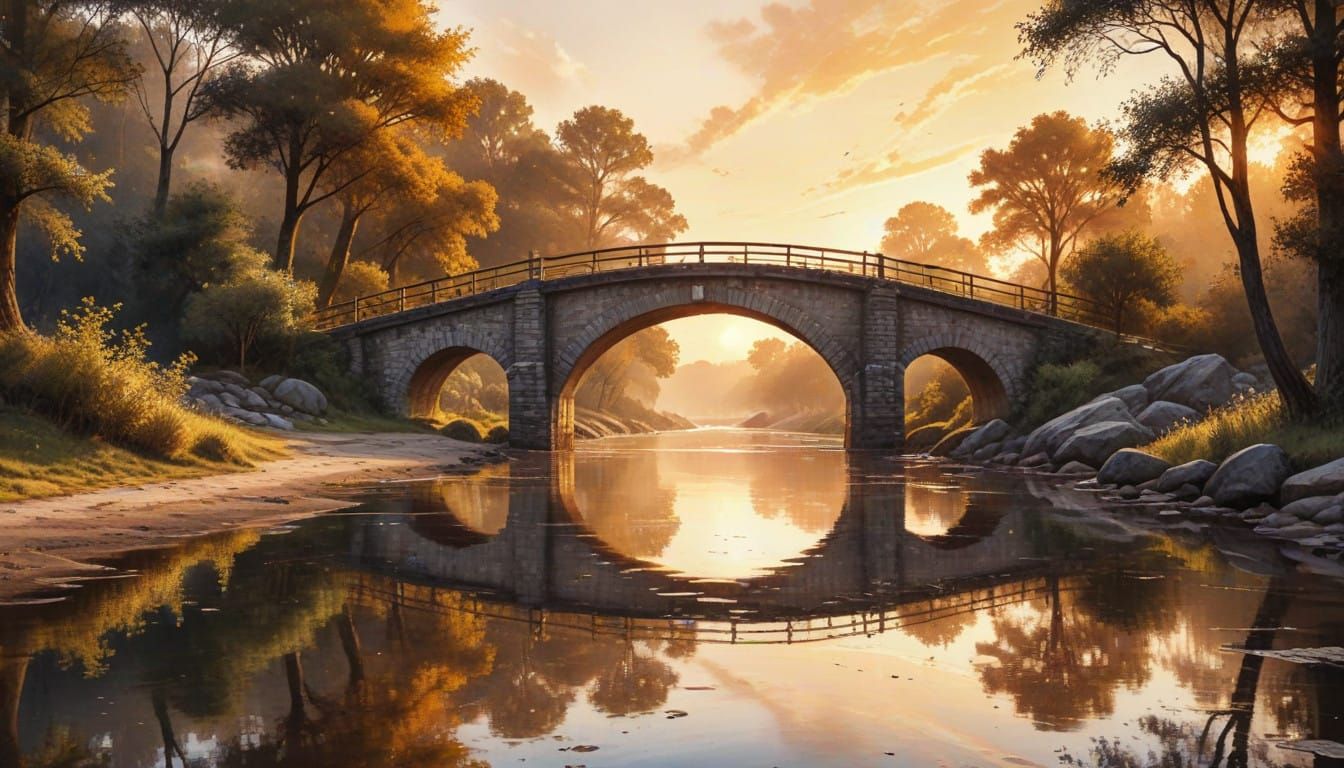Epic Golden Hour Bridge Landscape