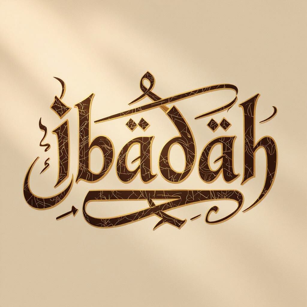 Ottoman Calligraphy of "Ibadah" in Gold
