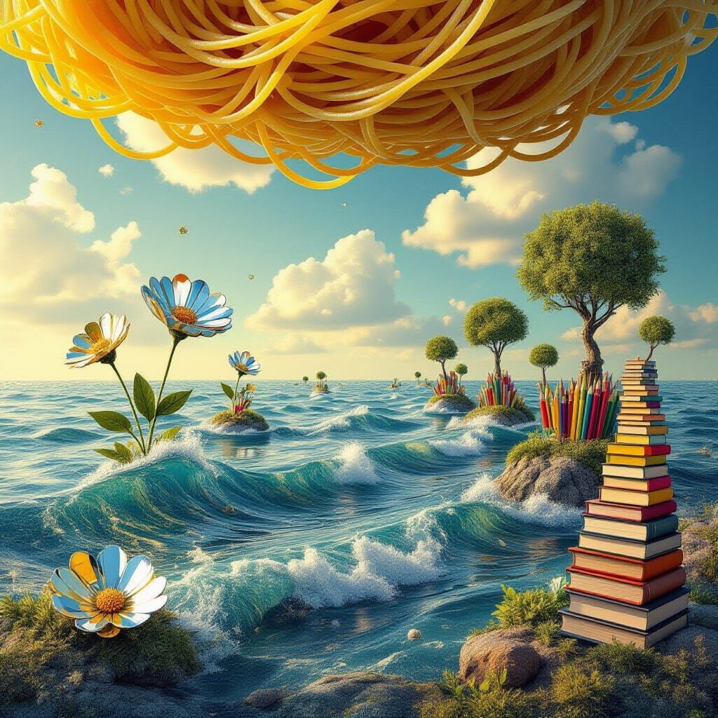 Surreal Landscape of Pine Needle Sea & Spaghetti Sky