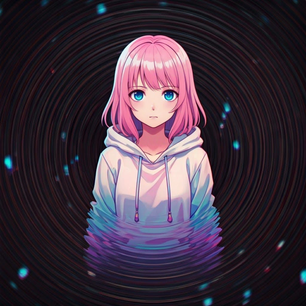 Anime Girl Lost in a Digital Dream