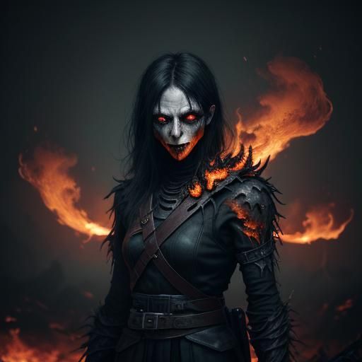 Scorched Undead Creature in Dark Fantasy Style